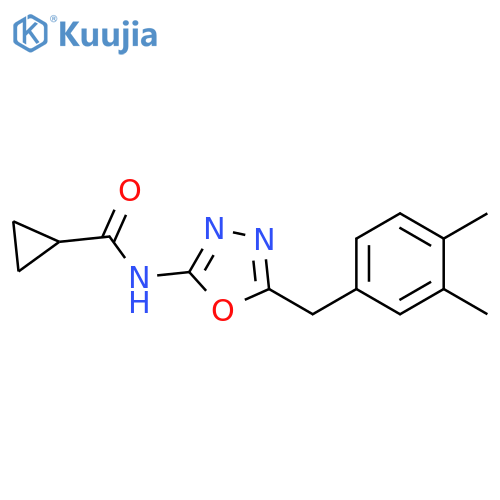 N-{5-[(3,4-dimethylphenyl)methyl]-1,3,4-oxadiazol-2-yl}cyclopropanecarboxamide structure