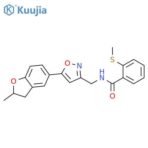 N-{5-(2-methyl-2,3-dihydro-1-benzofuran-5-yl)-1,2-oxazol-3-ylmethyl}-2-(methylsulfanyl)benzamide structure