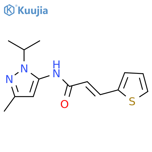 (2E)-N-[3-methyl-1-(propan-2-yl)-1H-pyrazol-5-yl]-3-(thiophen-2-yl)prop-2-enamide structure