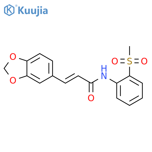 (2E)-3-(2H-1,3-benzodioxol-5-yl)-N-(2-methanesulfonylphenyl)prop-2-enamide structure
