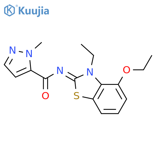 N-(2E)-4-ethoxy-3-ethyl-2,3-dihydro-1,3-benzothiazol-2-ylidene-1-methyl-1H-pyrazole-5-carboxamide structure