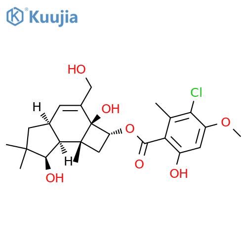 Benzoic acid,3-chloro-6-hydroxy-4-methoxy-2-methyl-,(2R,2aS,4aS,7R,7aS,7bR)-2,2a,4a,5,6,7,7a,7b-octahydro-2a,7-dihydroxy-3-(hydroxymethyl)-6,6,7b-trimethyl-1H-cyclobut[e]inden-2-ylester structure