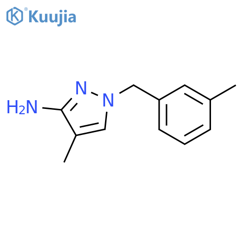 4-methyl-1-(3-methylphenyl)methyl-1H-pyrazol-3-amine structure