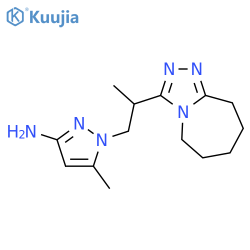 5-methyl-1-(2-{5H,6H,7H,8H,9H-1,2,4triazolo4,3-aazepin-3-yl}propyl)-1H-pyrazol-3-amine structure