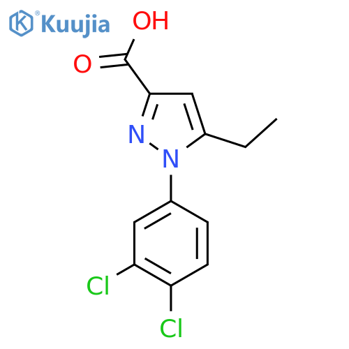 1-(3,4-dichlorophenyl)-5-ethyl-1H-pyrazole-3-carboxylic acid structure