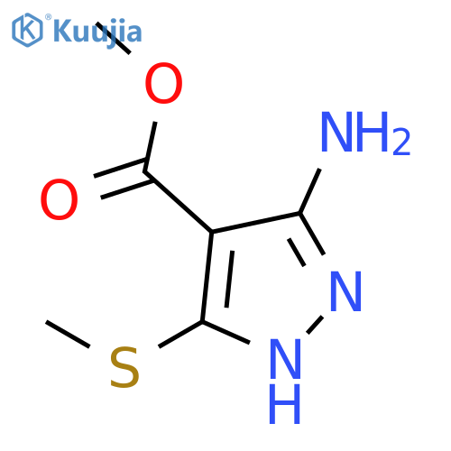 1H-Pyrazole-4-carboxylicacid, 3-amino-5-(methylthio)-, methyl ester structure