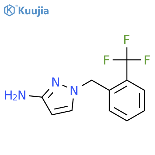 1-{[2-(Trifluoromethyl)phenyl]methyl}-1H-pyrazol-3-amine structure