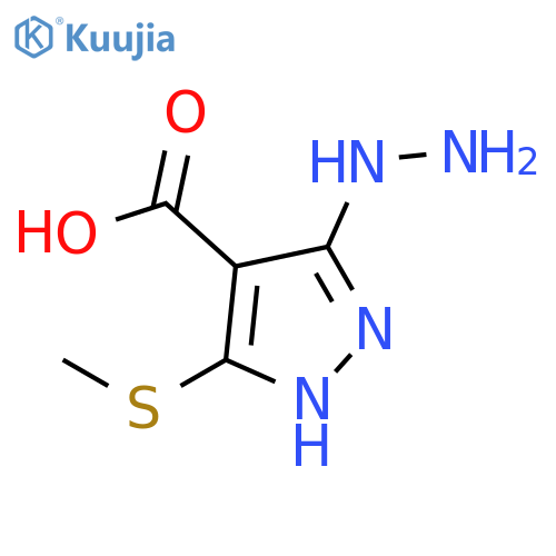 1H-Pyrazole-4-carboxylicacid, 3-hydrazinyl-5-(methylthio)- structure