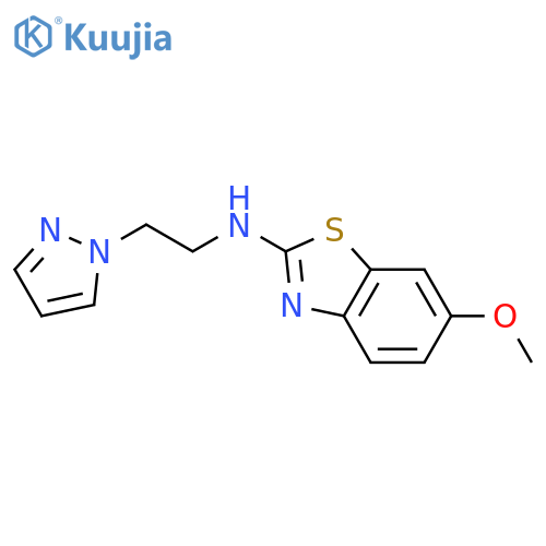 6-methoxy-N-[2-(1H-pyrazol-1-yl)ethyl]-1,3-benzothiazol-2-amine structure