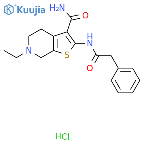 6-ethyl-2-(2-phenylacetamido)-4H,5H,6H,7H-thieno2,3-cpyridine-3-carboxamide hydrochloride structure