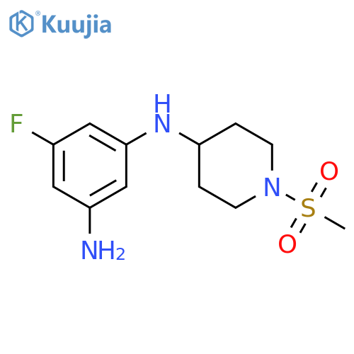 5-fluoro-1-N-(1-methanesulfonylpiperidin-4-yl)benzene-1,3-diamine structure