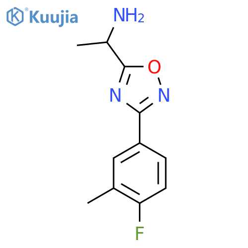 1-3-(4-fluoro-3-methylphenyl)-1,2,4-oxadiazol-5-ylethan-1-amine structure