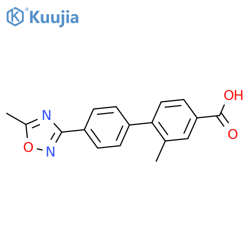 2-Methyl-4'-(5-methyl-1,2,4-oxadiazol-3-yl)-[1,1'-biphenyl]-4-carboxylic acid structure