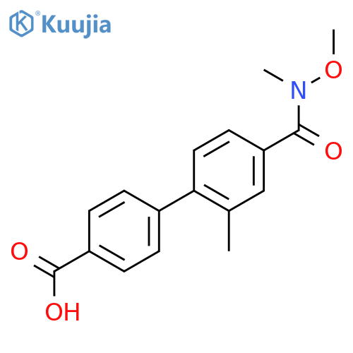 4'-(Methoxy(methyl)carbamoyl)-2'-methyl-[1,1'-biphenyl]-4-carboxylic acid structure