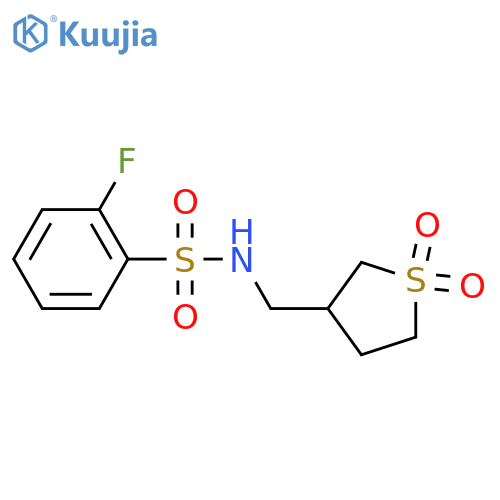 N-(1,1-dioxo-1lambda6-thiolan-3-yl)methyl-2-fluorobenzene-1-sulfonamide structure