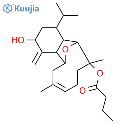 Butanoic acid,(2S,4R,4aR,5R,6R,9E,12R,12aR)-1,2,3,4,4a,5,6,7,8,11,12,12a-dodecahydro-2-hydroxy-6,10-dimethyl-1-methylene-4-(1-methylethyl)-5,12-epoxybenzocyclodecen-6-ylester (9CI) structure