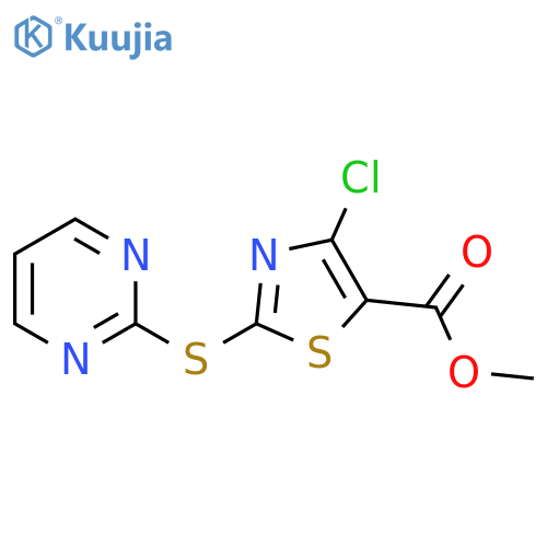 Methyl 4-chloro-2-(pyrimidin-2-ylsulfanyl)-1,3-thiazole-5-carboxylate structure