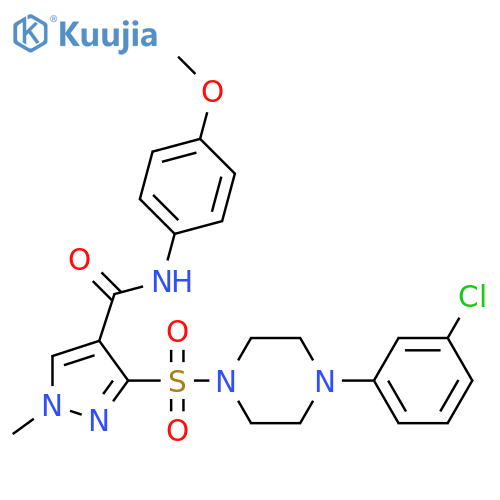 3-{4-(3-chlorophenyl)piperazin-1-ylsulfonyl}-N-(4-methoxyphenyl)-1-methyl-1H-pyrazole-4-carboxamide structure