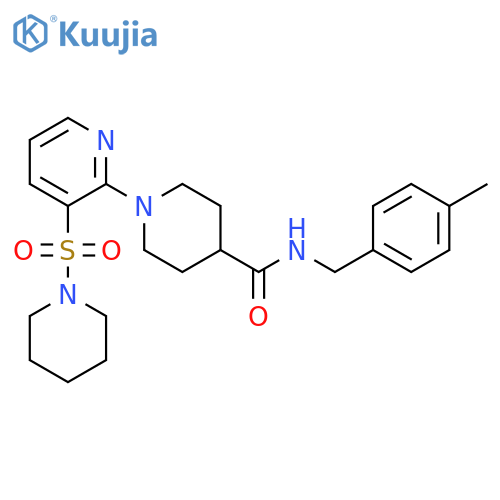 N-[(4-methylphenyl)methyl]-1-[3-(piperidine-1-sulfonyl)pyridin-2-yl]piperidine-4-carboxamide structure