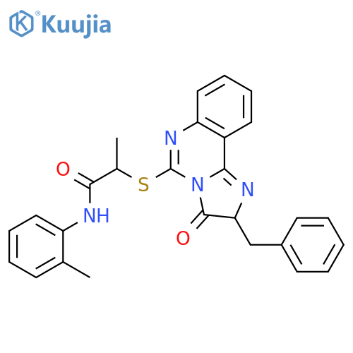 2-({2-benzyl-3-oxo-2H,3H-imidazo[1,2-c]quinazolin-5-yl}sulfanyl)-N-(2-methylphenyl)propanamide structure