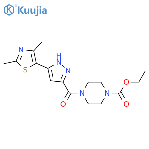 ethyl 4-[3-(2,4-dimethyl-1,3-thiazol-5-yl)-1H-pyrazole-5-carbonyl]piperazine-1-carboxylate structure