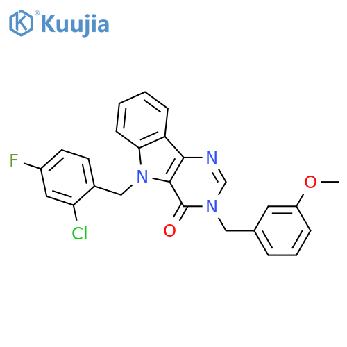 5-[(2-chloro-4-fluorophenyl)methyl]-3-[(3-methoxyphenyl)methyl]-3H,4H,5H-pyrimido[5,4-b]indol-4-one structure
