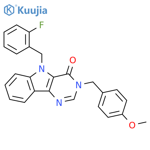 5-[(2-fluorophenyl)methyl]-3-[(4-methoxyphenyl)methyl]-3H,4H,5H-pyrimido[5,4-b]indol-4-one structure