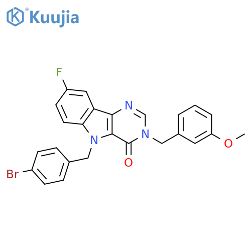 5-[(4-bromophenyl)methyl]-8-fluoro-3-[(3-methoxyphenyl)methyl]-3H,4H,5H-pyrimido[5,4-b]indol-4-one structure