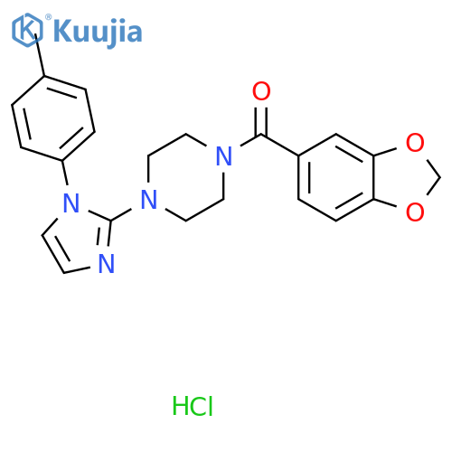 1-(2H-1,3-benzodioxole-5-carbonyl)-4-1-(4-methylphenyl)-1H-imidazol-2-ylpiperazine hydrochloride structure