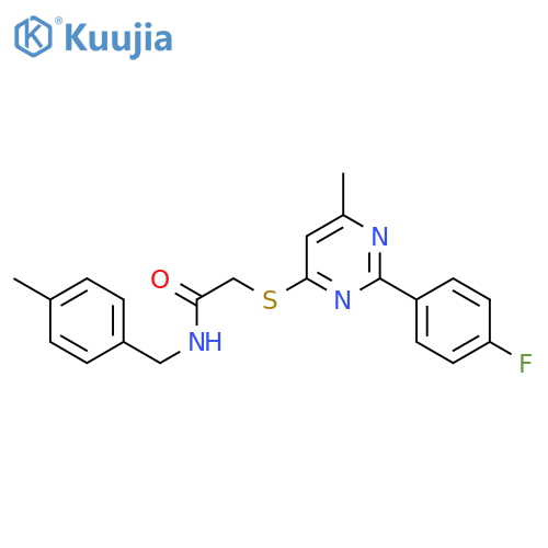 2-{[2-(4-fluorophenyl)-6-methylpyrimidin-4-yl]sulfanyl}-N-[(4-methylphenyl)methyl]acetamide structure
