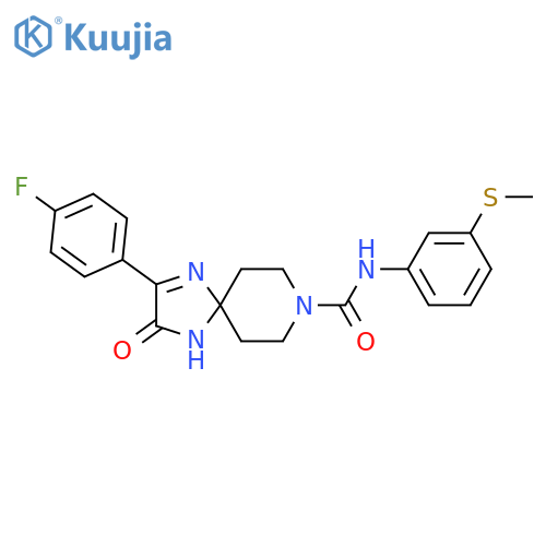 2-(4-fluorophenyl)-N-[3-(methylsulfanyl)phenyl]-3-oxo-1,4,8-triazaspiro[4.5]dec-1-ene-8-carboxamide structure