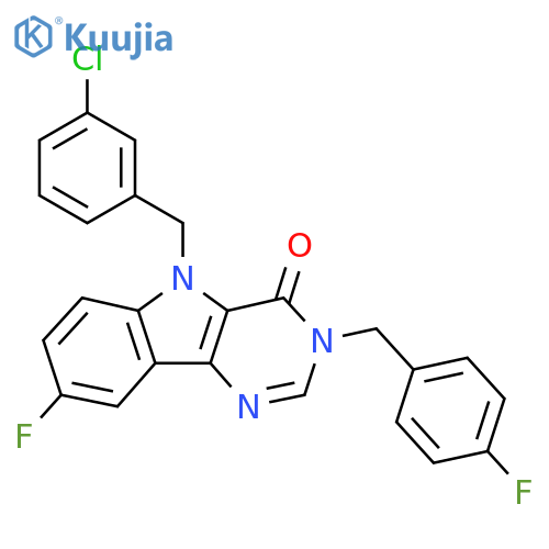 5-[(3-chlorophenyl)methyl]-8-fluoro-3-[(4-fluorophenyl)methyl]-3H,4H,5H-pyrimido[5,4-b]indol-4-one structure