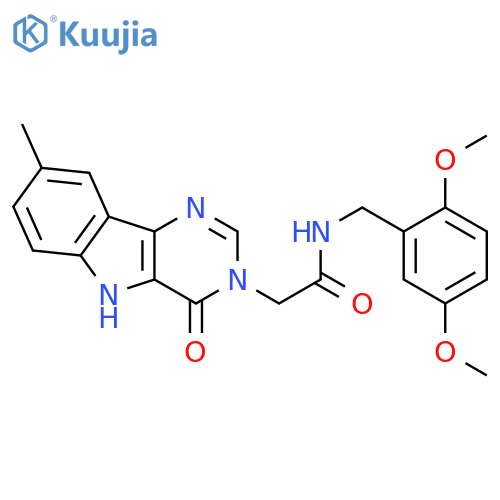 N-[(2,5-dimethoxyphenyl)methyl]-2-{8-methyl-4-oxo-3H,4H,5H-pyrimido[5,4-b]indol-3-yl}acetamide structure