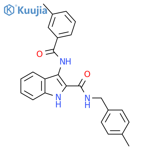 3-(3-methylbenzamido)-N-[(4-methylphenyl)methyl]-1H-indole-2-carboxamide structure