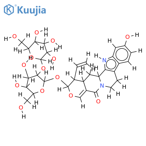 (3beta,15beta,16alpha,17beta)-19,20-didehydro-16-ethenyl-17-[(2-O-beta-D-glucopyranosyl-beta-D-glucopyranosyl)oxy]-11-hydroxyoxayohimban-21-one structure