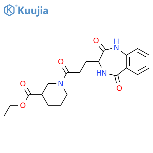 ethyl 1-3-(2,5-dioxo-2,3,4,5-tetrahydro-1H-1,4-benzodiazepin-3-yl)propanoylpiperidine-3-carboxylate structure