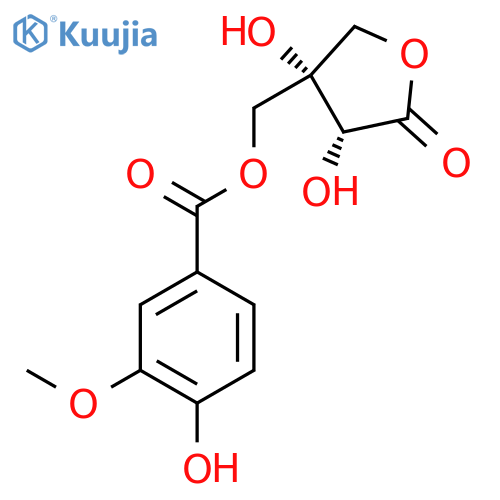 [(3R,4R)-3,4-Dihydroxy-5-oxotetrahydro-3-furanyl]methyl 4-hydroxy-3-methoxybenzoate structure