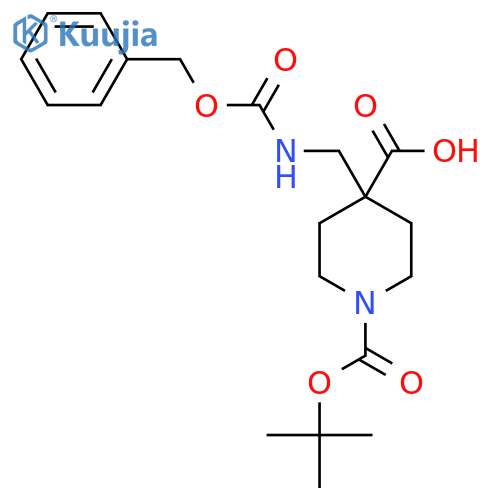 4-({[(benzyloxy)carbonyl]amino}methyl)-1-[(tert-butoxy)carbonyl]piperidine-4-carboxylic acid structure