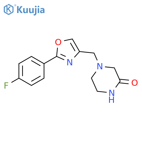 4-{[2-(4-fluorophenyl)-1,3-oxazol-4-yl]methyl}piperazin-2-one structure