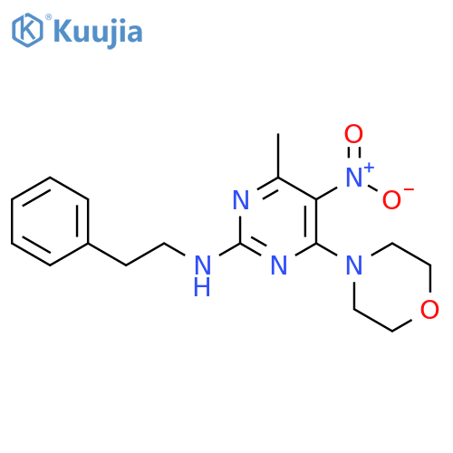 4-methyl-6-(morpholin-4-yl)-5-nitro-N-(2-phenylethyl)pyrimidin-2-amine structure