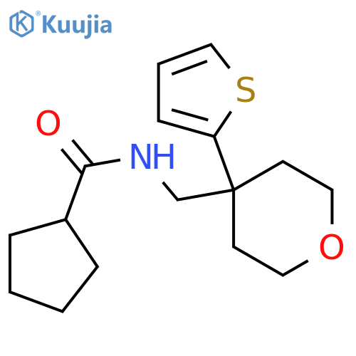 N-{[4-(thiophen-2-yl)oxan-4-yl]methyl}cyclopentanecarboxamide structure