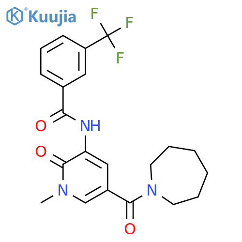 N-[5-(azepane-1-carbonyl)-1-methyl-2-oxo-1,2-dihydropyridin-3-yl]-3-(trifluoromethyl)benzamide structure