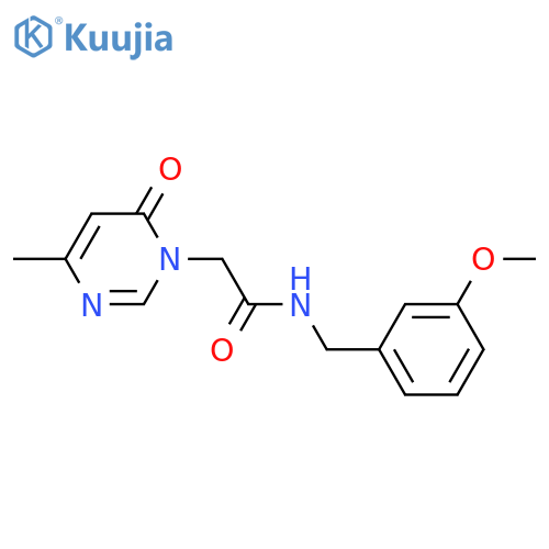 N-(3-methoxyphenyl)methyl-2-(4-methyl-6-oxo-1,6-dihydropyrimidin-1-yl)acetamide structure