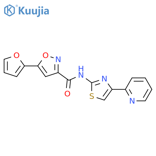 5-(furan-2-yl)-N-[4-(pyridin-2-yl)-1,3-thiazol-2-yl]-1,2-oxazole-3-carboxamide structure