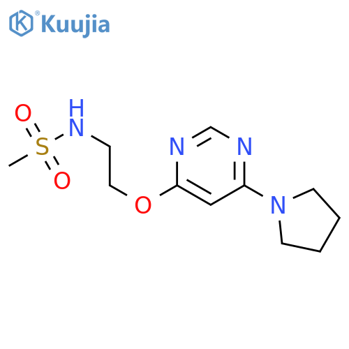 N-[2-(6-pyrrolidin-1-ylpyrimidin-4-yl)oxyethyl]methanesulfonamide structure
