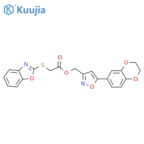 5-(2,3-dihydro-1,4-benzodioxin-6-yl)-1,2-oxazol-3-ylmethyl 2-(1,3-benzoxazol-2-ylsulfanyl)acetate structure