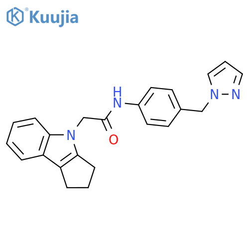 2-{1H,2H,3H,4H-cyclopentabindol-4-yl}-N-{4-(1H-pyrazol-1-yl)methylphenyl}acetamide structure