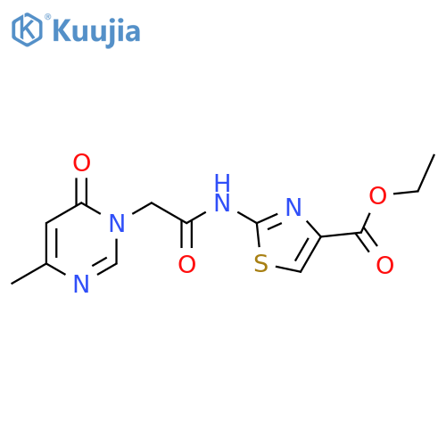 ethyl 2-[2-(4-methyl-6-oxo-1,6-dihydropyrimidin-1-yl)acetamido]-1,3-thiazole-4-carboxylate structure