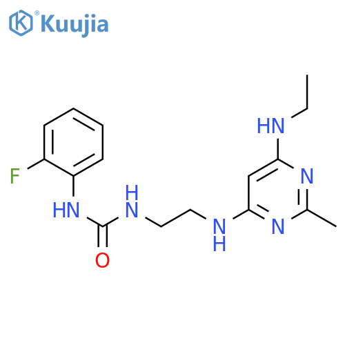 3-(2-{6-(ethylamino)-2-methylpyrimidin-4-ylamino}ethyl)-1-(2-fluorophenyl)urea structure