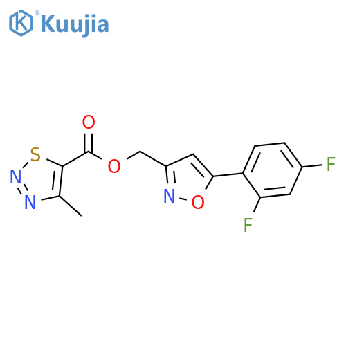5-(2,4-difluorophenyl)-1,2-oxazol-3-ylmethyl 4-methyl-1,2,3-thiadiazole-5-carboxylate structure